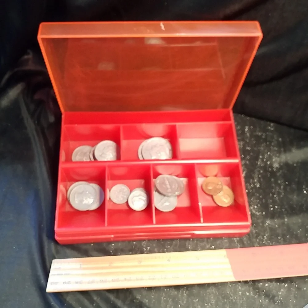 ELC Red Toy Coin Organizer Box with Play Coins